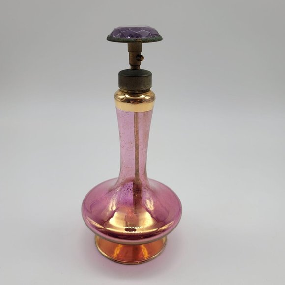 Vintage Perfume Bottle Purple Gold West Germany Irving Rice Import DE8 - Picture 2 of 12